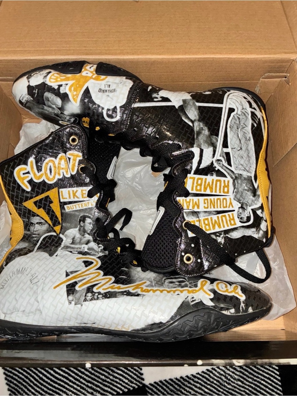 Men’s Black & Yellow title boxing Muhammad’s Ali boxing Shoes